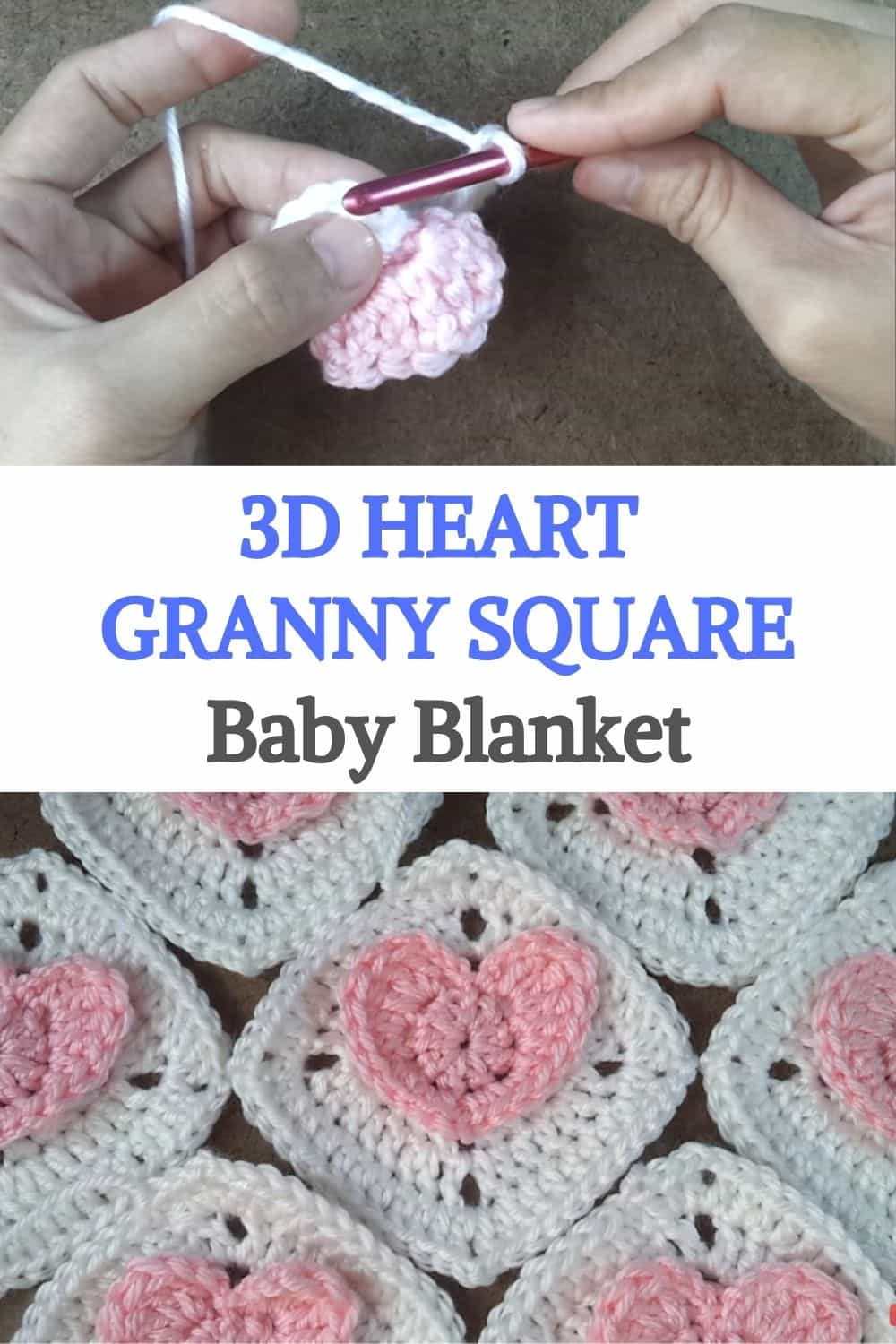 3D Heart Granny Square Baby Blanket