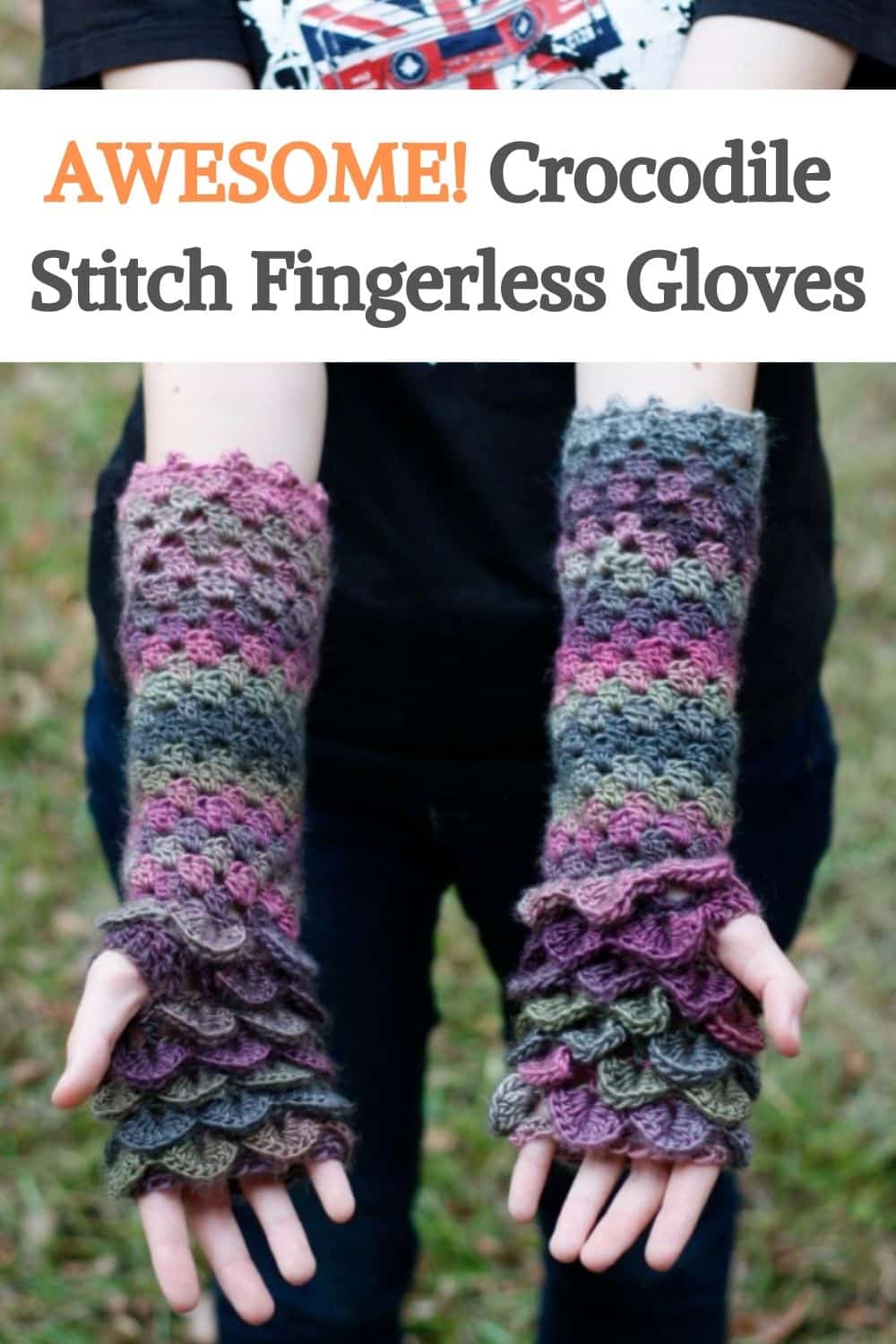 Crocodile Stitch Fingerless Gloves