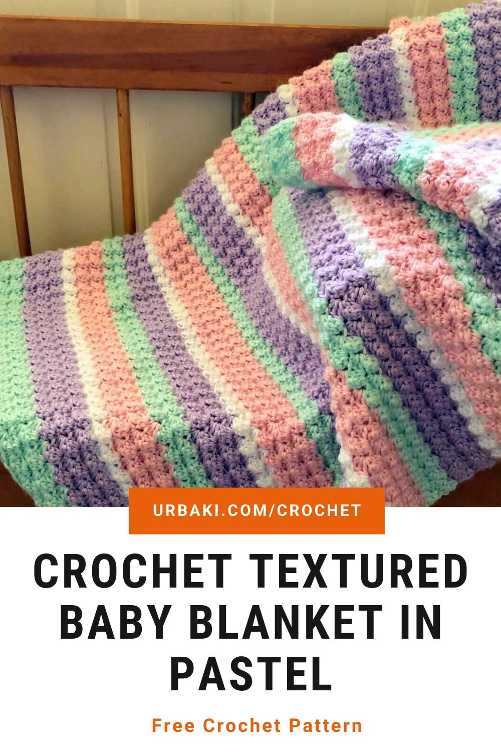 Crochet Textured Baby Blanket In Pastel