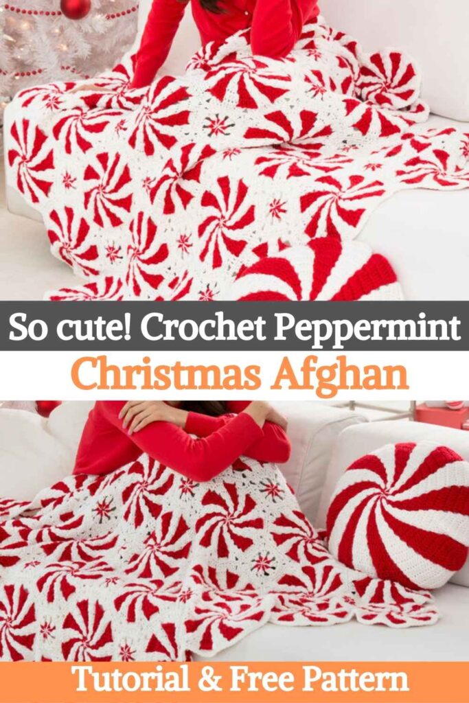 So cute! Crochet Peppermint Christmas Afghan Pattern