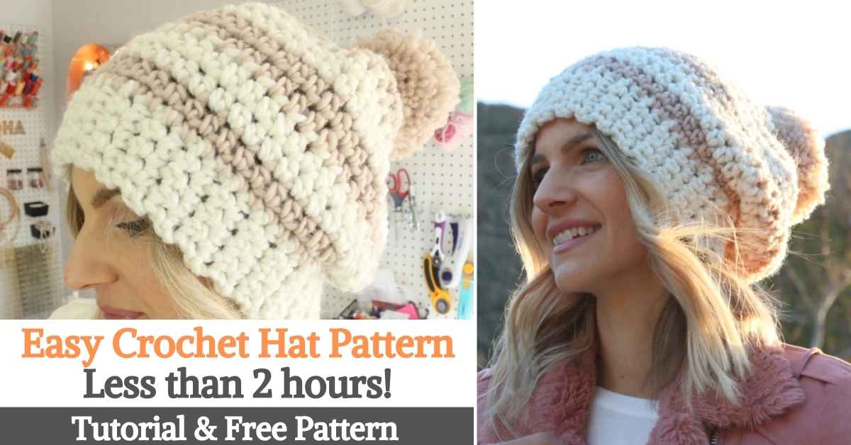 Easy Crochet Hat Pattern - Less than 2 