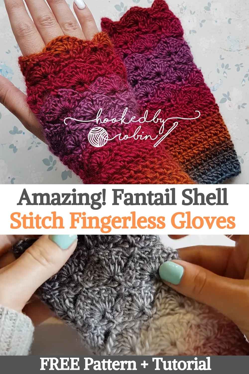Amazing! Fantail Shell Stitch Fingerless Gloves