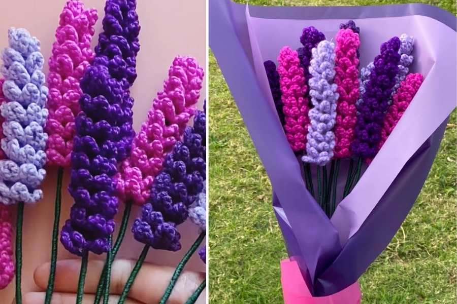 How to Crochet Lavender Flower Bouquet