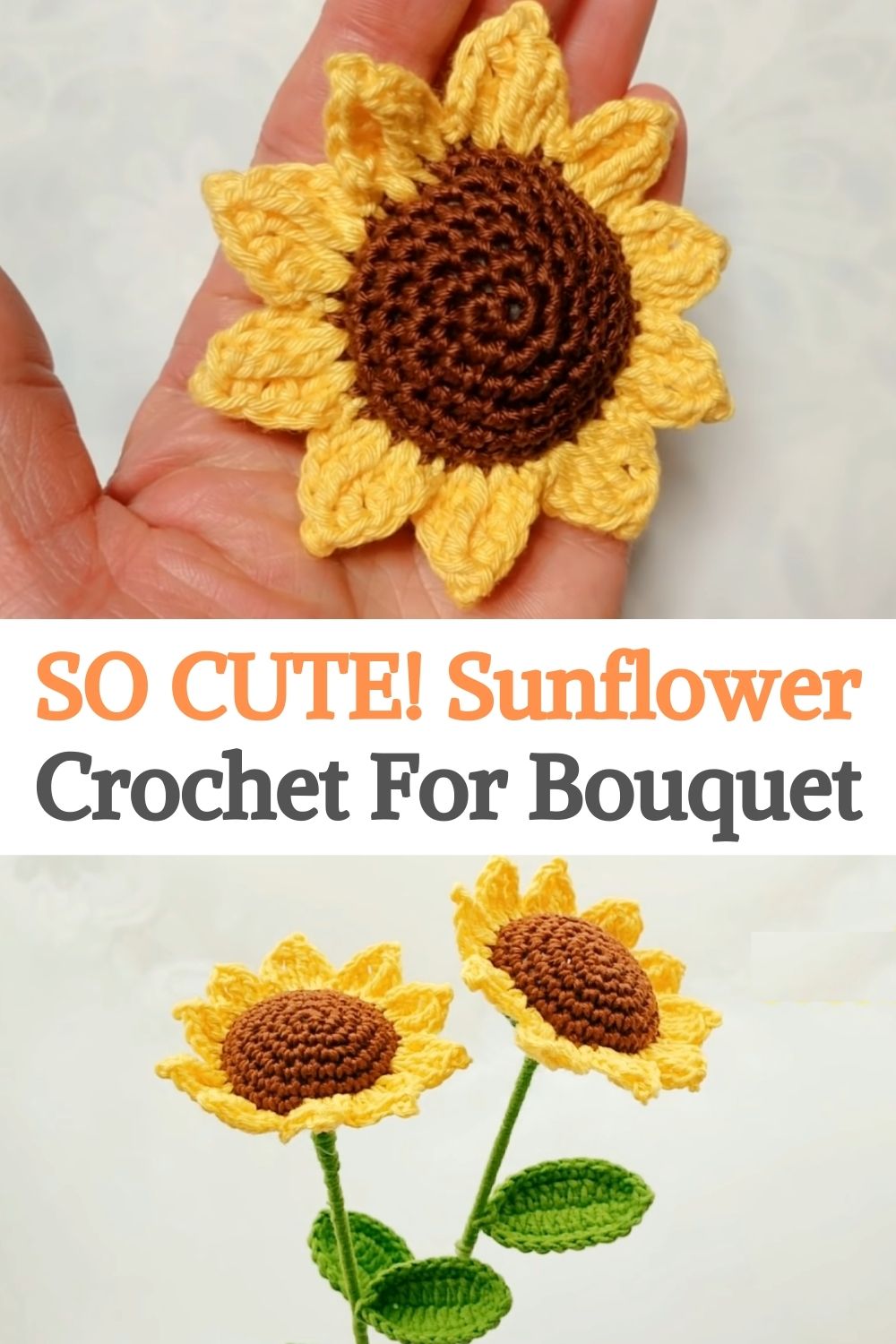 So cute! Sunflower Crochet For Bouquet