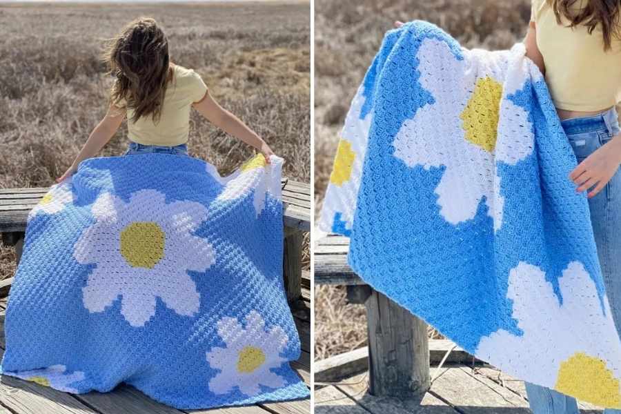 How To Crochet The Daisy Day Throw C2C Pattern