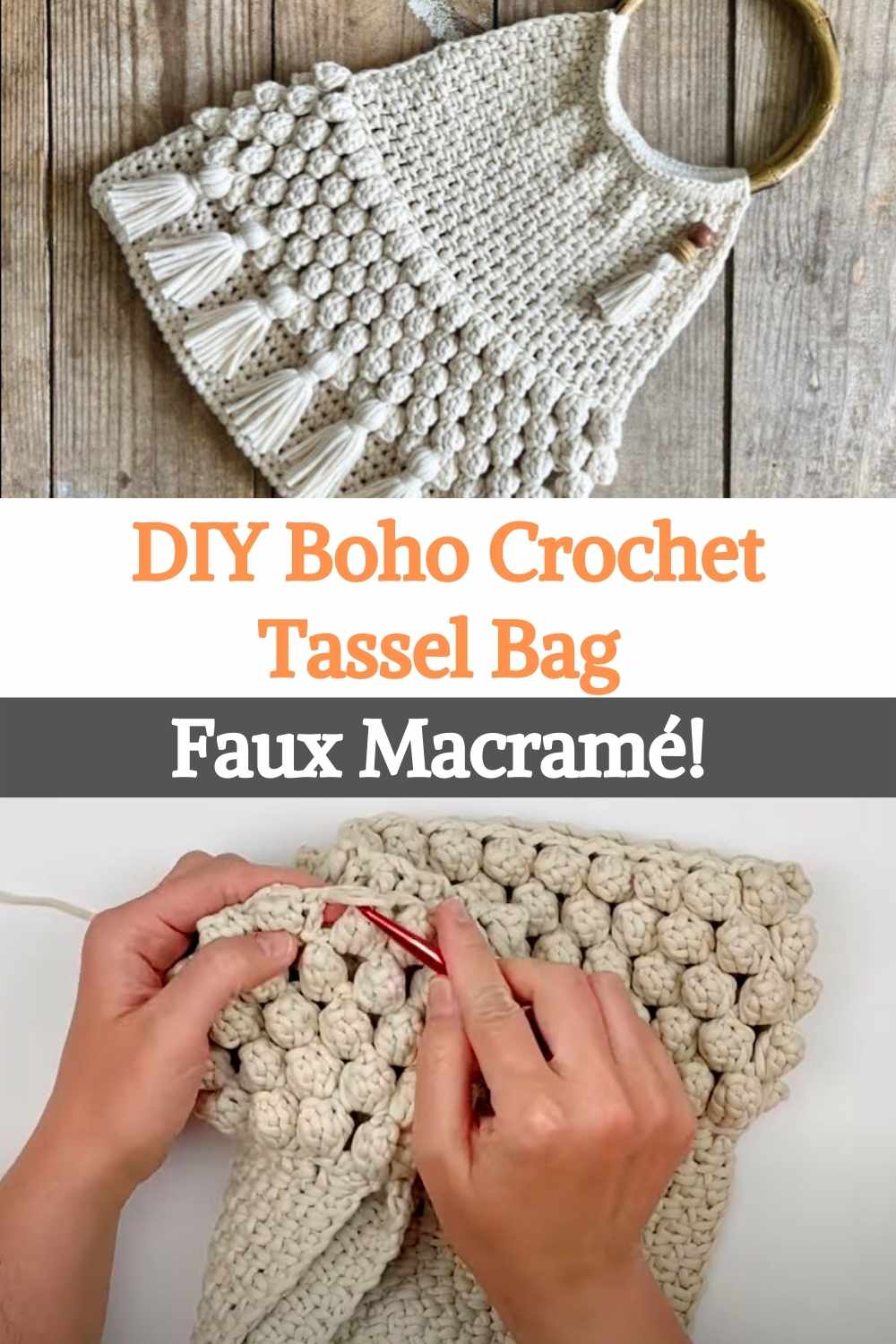 DIY Boho Crochet Tassel Bag Faux Macramé!