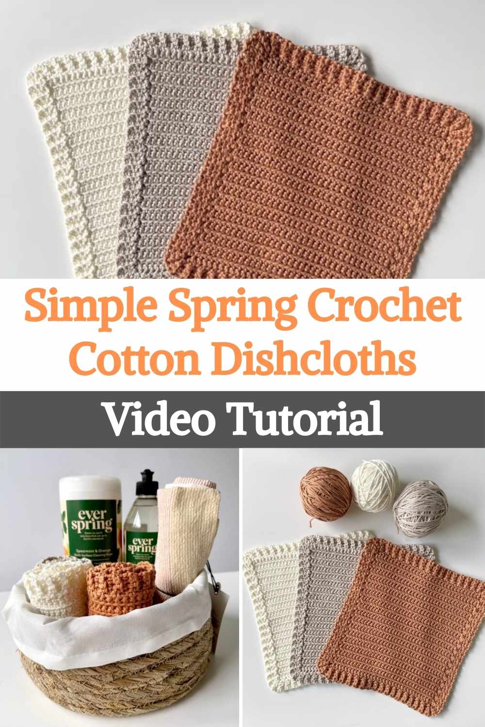 Simple Spring Crochet Cotton Dishcloths