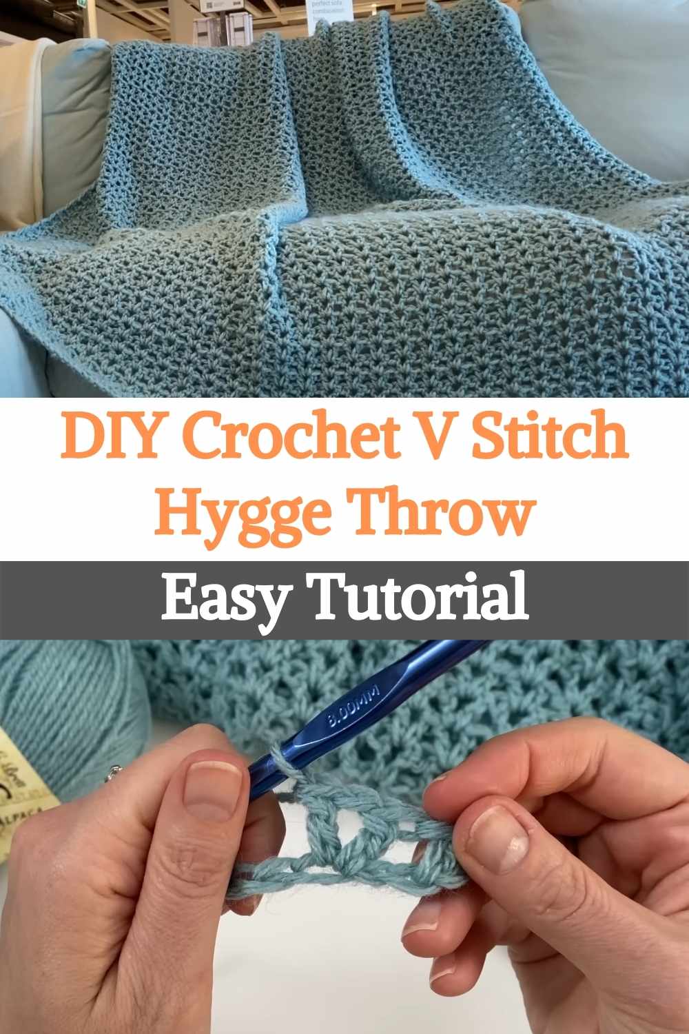 DIY Crochet V Stitch Hygge Throw