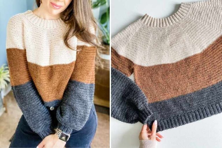 Easy Rocky Colourblock Crochet Sweater Free Pattern
