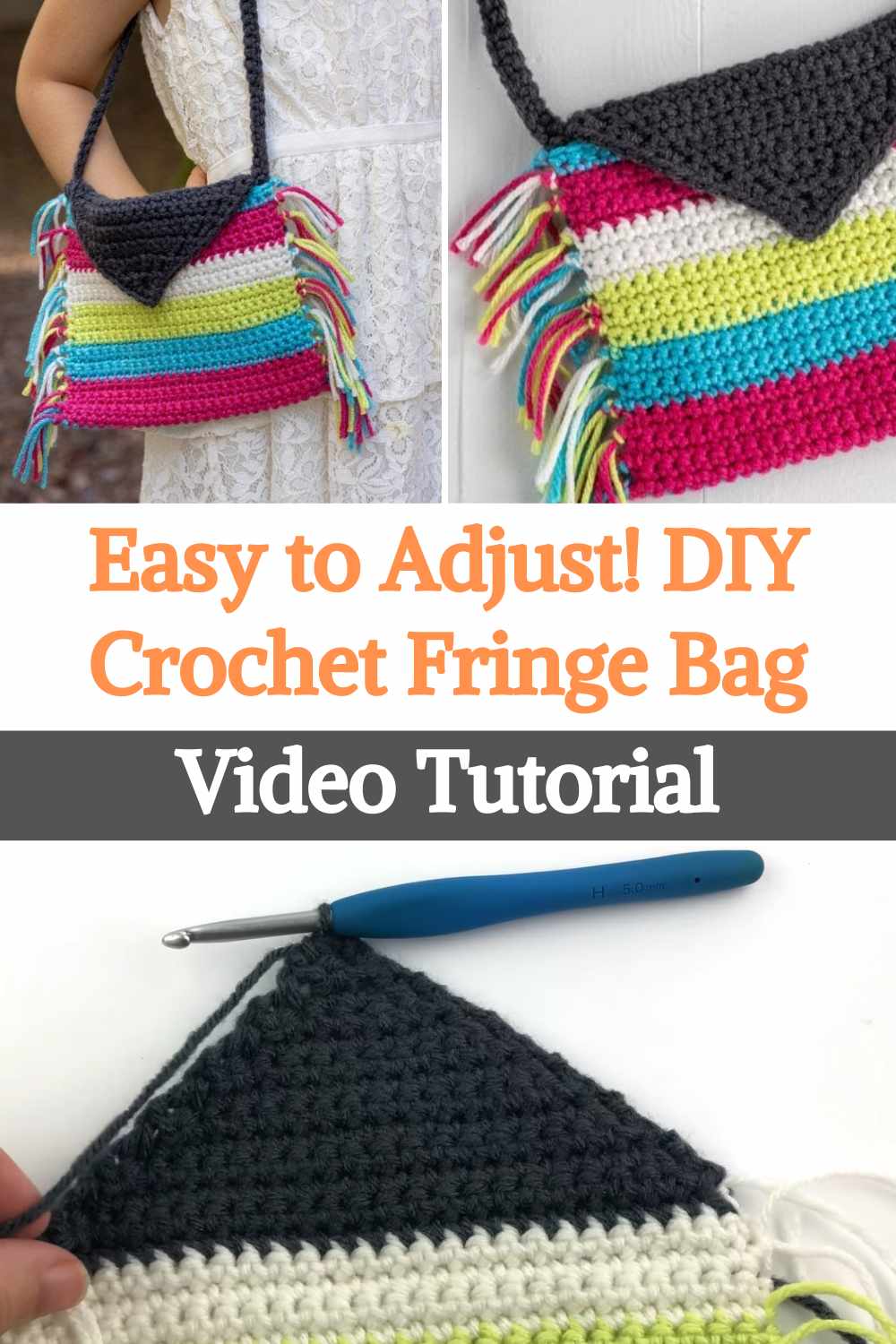 Easy to Adjust! DIY Crochet Fringe Bag