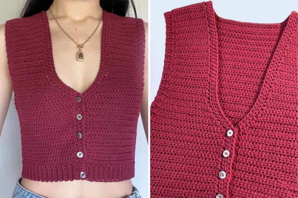 Crochet Lace V-Neck Vest