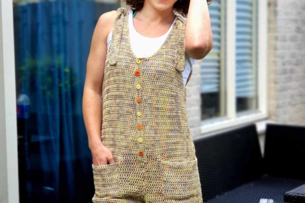 Jonie Crochet Trim Flared Sleeve Romper Steel Blue