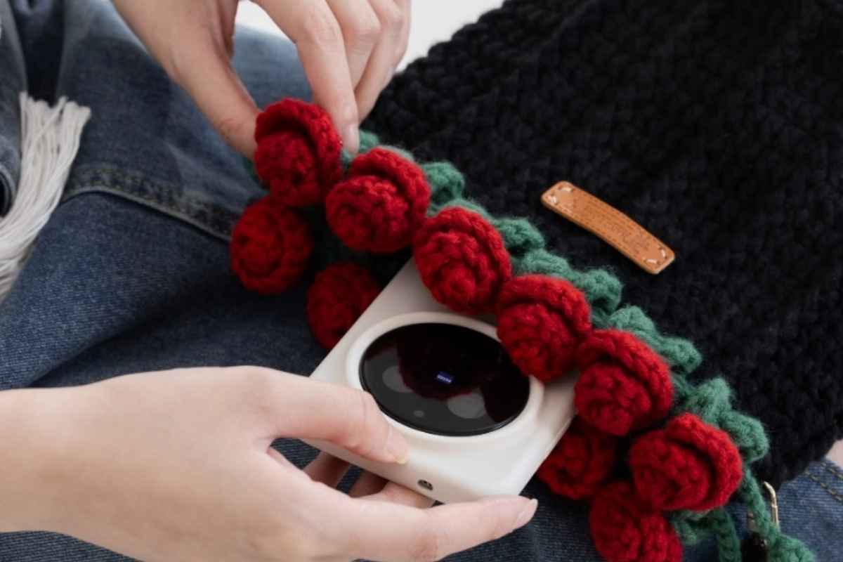 DRAWSTRING POUCH WITH FLORAL FRINGE ROSE GARDEN REVOLUTION