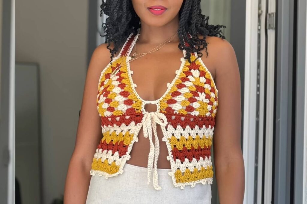 How to Make Crochet Front-Tie Granny Stitch Bralette