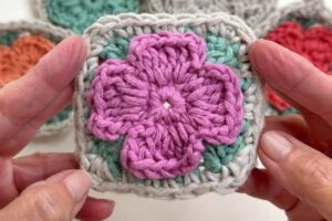 Mini 3D Flower Granny Square (Quick 4-Round Crochet Square)