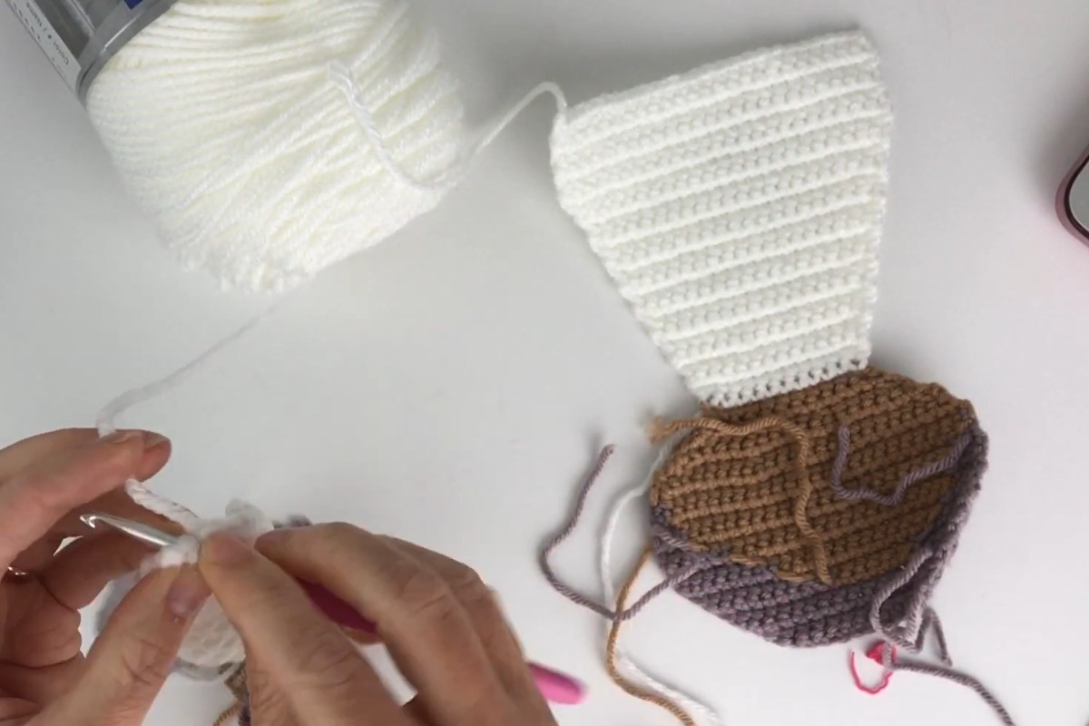 Crocheted head and white under dress pieces of the Gracie doll