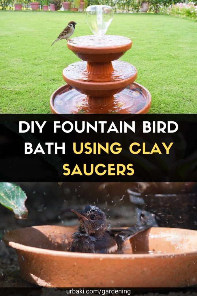DIY Fountain Bird Bath Using Clay Saucers