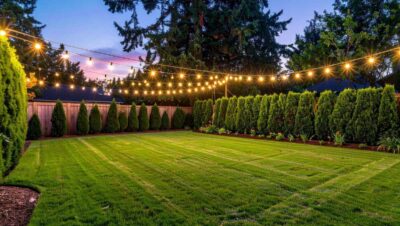 cozy backyard lighting garden