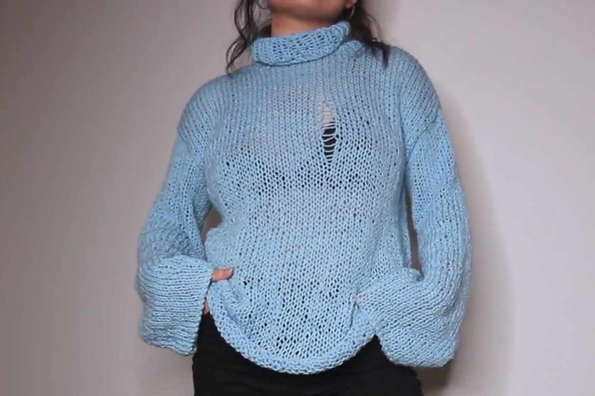 Casual Seam Detail Loose-Fit Knit Sweater