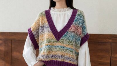 Colorflow V-Neck Vest Tutorial Cozy, Colorful Layering Piece