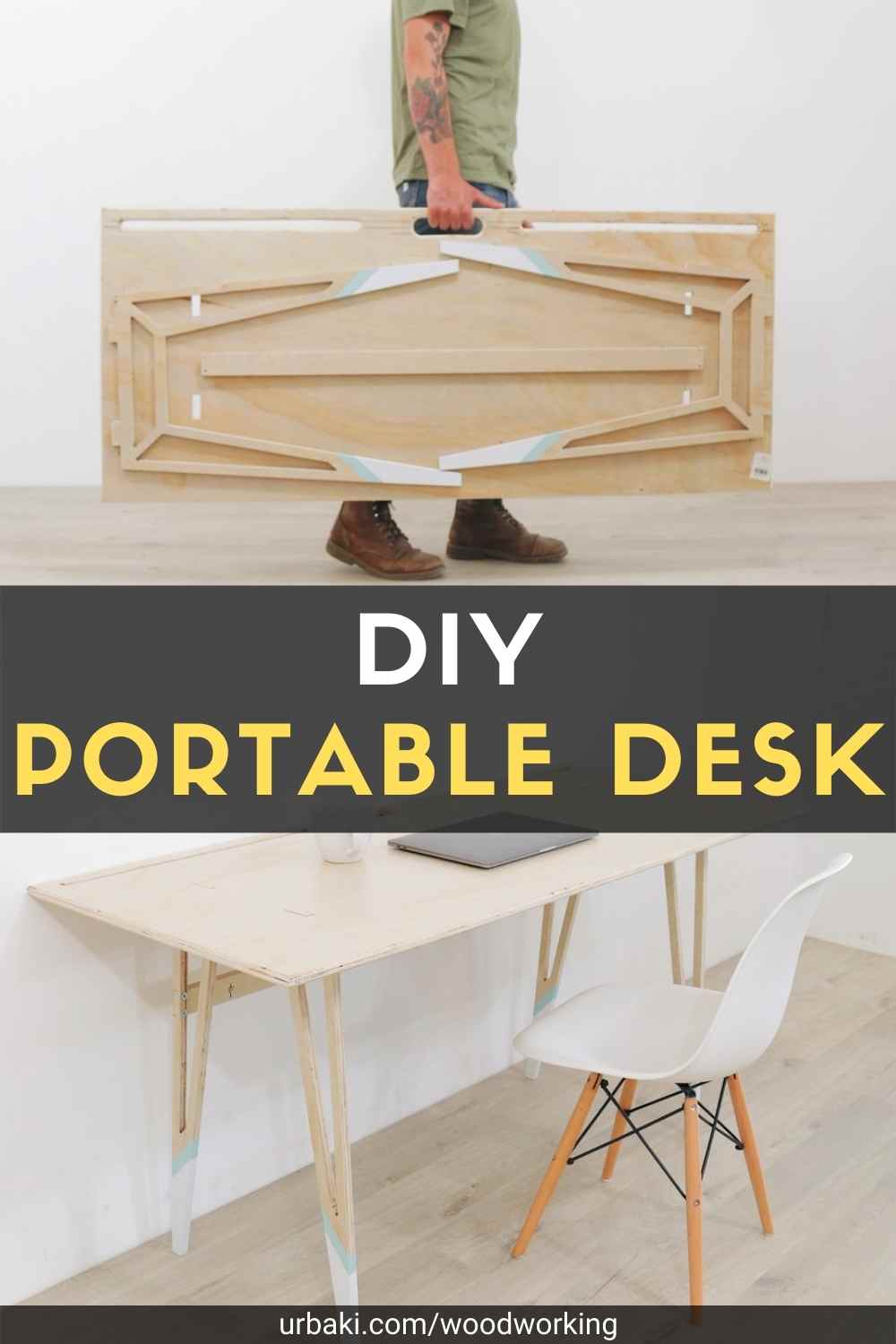DIY Portable Foldable Desk From One Sheet of Plywood Urbaki Woodworking